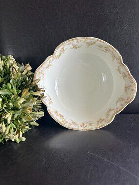 Haviland Limoges France Serving Bowl Pink Roses & Green Garland #346 Patten 1903